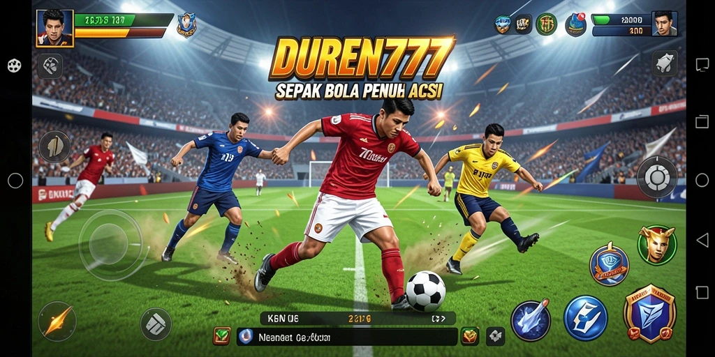 Tampilan menarik dari gameplay <strong>DUREN777</strong> dengan aksi sepak bola yang mendebarkan.