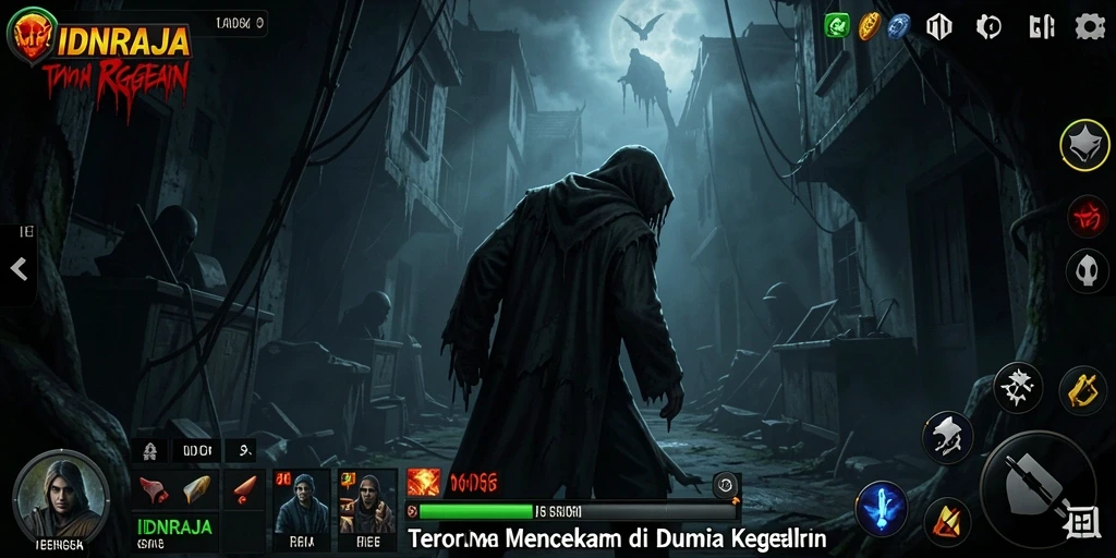 Screenshot gameplay <strong>IDNRAJA</strong> menunjukkan suara menyeramkan di tengah kegelapan.