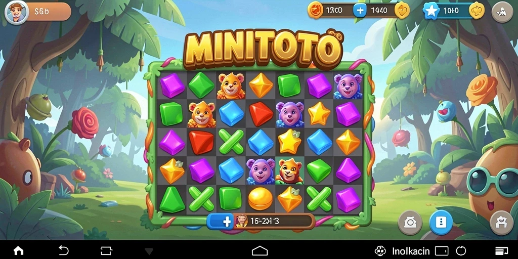 Screenshot MINITOTO menampilkan gameplay seru dalam mode Match-3.