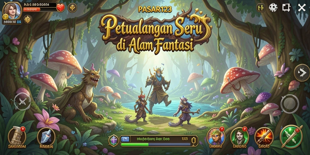 Tampilan gameplay PASAR123 yang mendebarkan di alam fantasi.
