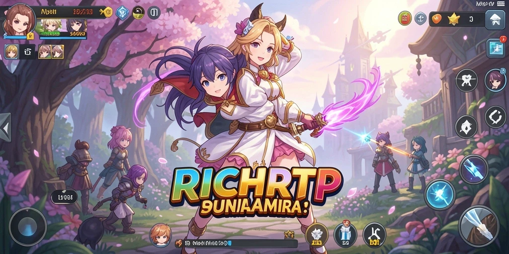Screenshot utama RICHRTP yang menampilkan aksi petualangan anime yang seru.