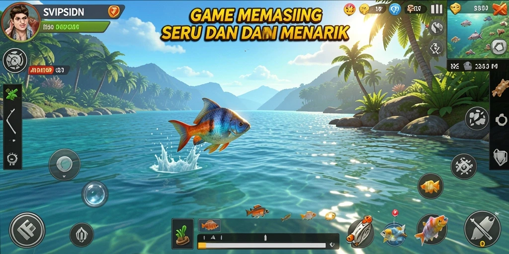 Tampilan gameplay seru saat memancing di SVIPSIDN.